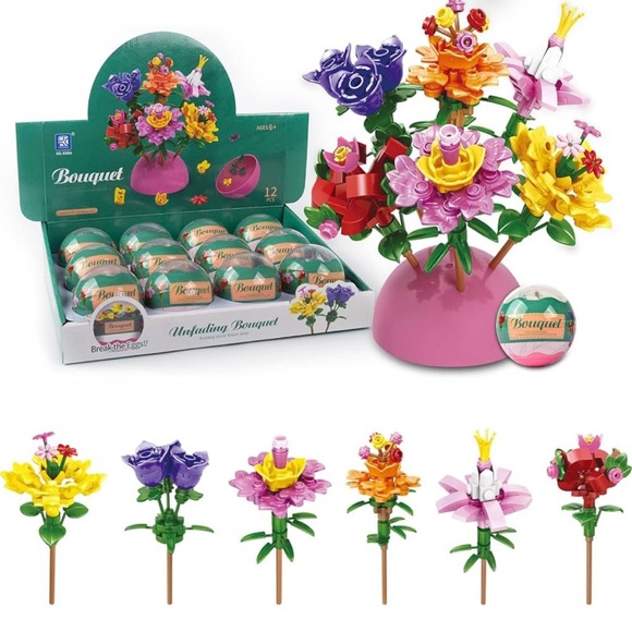 12 Pack Filled Eggs with 157 Pcs DIY Flower Garden Building - Picture 1 of 10